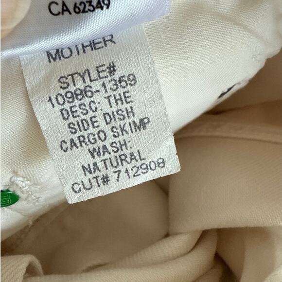 Mother Snacks Jeans The Side Dish Cargp Skimp Size 28 Natural Wash - Picture 6 of 7